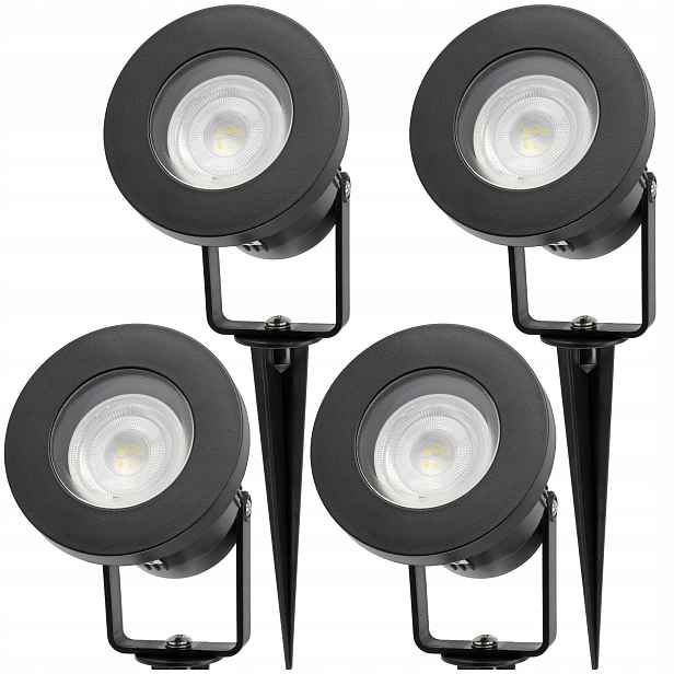 4X Led zahradní zapichovací lampa GU10 do zahrady Reflektor Špíz IP65