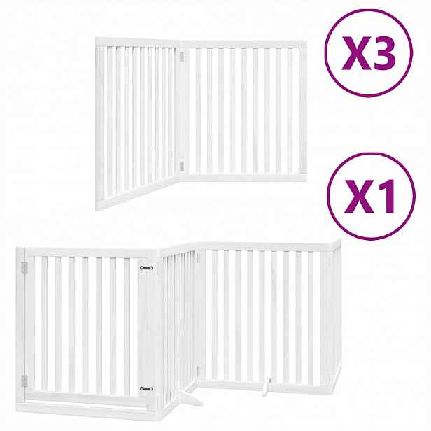 vidaXL Zábrana pro psy s dvířky skládací 10 panelů bílá 800 cm topol