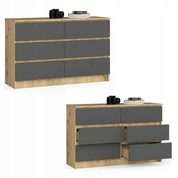 Komoda skříňka K120 6 zásuvek artisan-grafit Akd