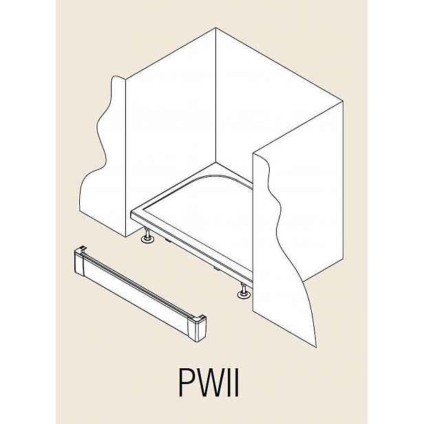 RONAL Marblemate - Hliníkový přední panel pro obdélníkovou vaničku, I-panel, 1 strana, 1600 mm - vanička aluchrom PWII16050
