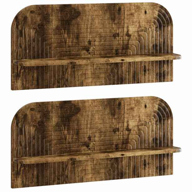 vidaXL Nástěnná polička 2 ks Kouřový dub 80,5 x 13,5 x 37,5 cm
