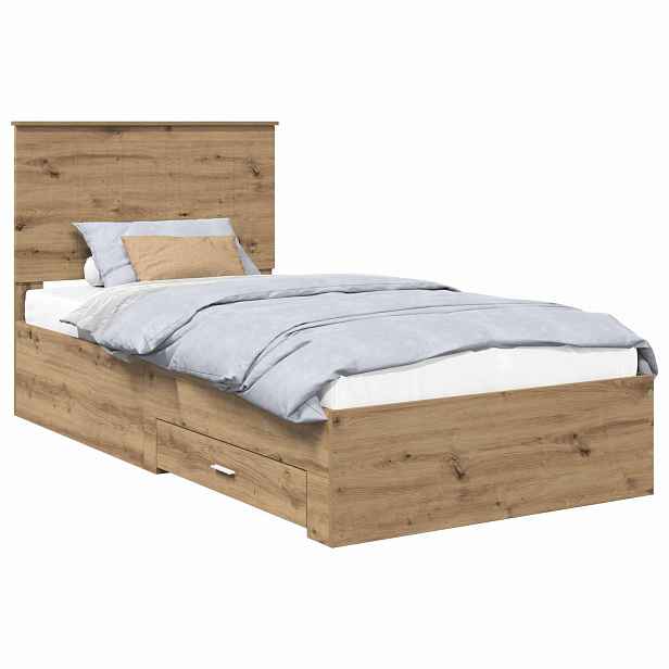 vidaXL Rám postele s čelo Artisanový dub 100 x 200 cm Kompozitní dřevo