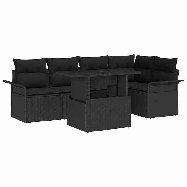 vidaXL Sada zahradních pohovek 6 ks Černá [Syntetika]: Poly Ratan