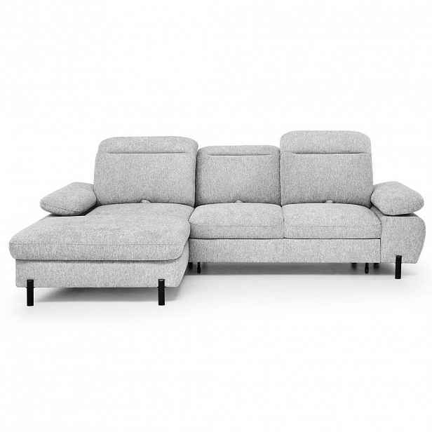 Beautysofa ROZKLÁDACÍ ROHOVÁ SEDACÍ SOUPRAVA Sora Mini s nastavitelnými opěrkami hlavy a funkcí spaní, žinylková látka, světle šedá, levá