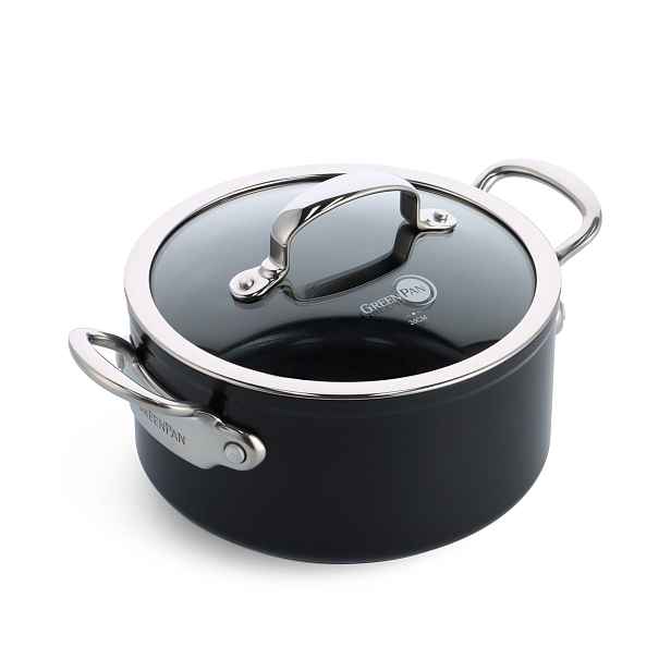 GreenPan Hrnec s nepřilnavým keramickým povrchem s poklicí Barcelona Pro, Ø 20 cm / 3,1 l, černá CC005333-001