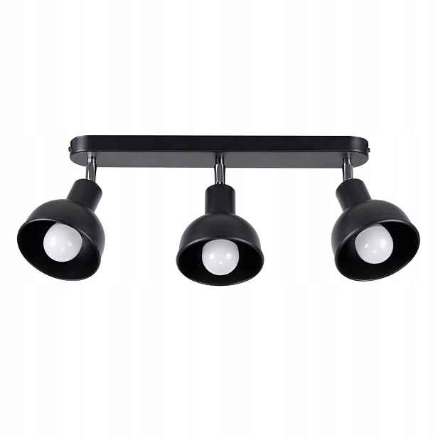 Sollux Stropní svítidlo trojitá černá 3 reflektory pohyblivé loft retro 59 cm