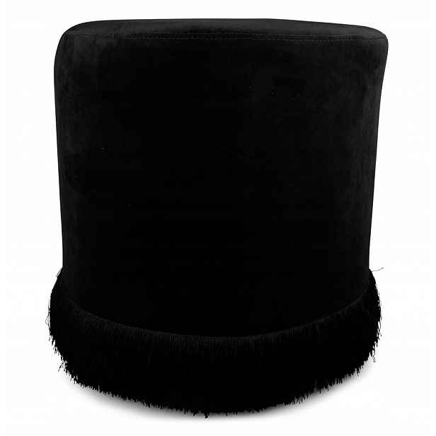 Taburet čalouněná Černá Sametová, průměr 45 cm