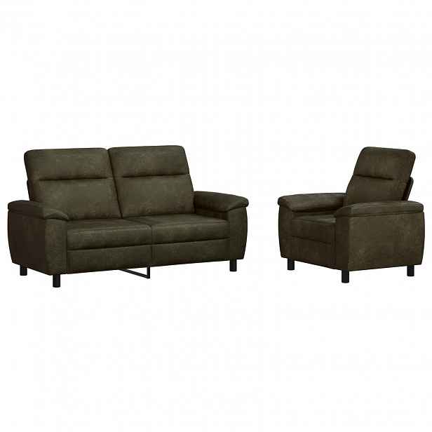 vidaXL Set pohovek 2 pcs Armádně zelená Umělá semišová kůže