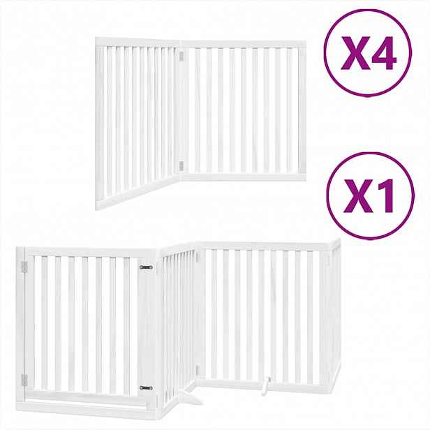 vidaXL Zábrana pro psy s dvířky skládací 12 panelů bílá 960 cm topol