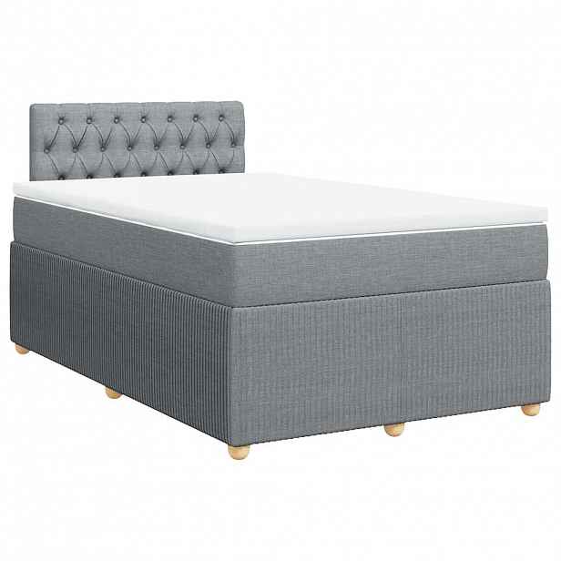 vidaXL Box spring postel s matrací světle šedá 120x190 cm textil