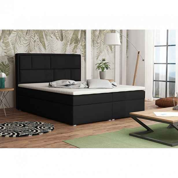 Boxspringová manželská postel s úložným prostorem 180x200 IVENDORF 1 - černá + topper ZDARMA
