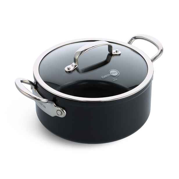 GreenPan Hrnec s nepřilnavým keramickým povrchem s poklicí Barcelona Pro, Ø 24 cm / 4,9 l, černá CC005334-001
