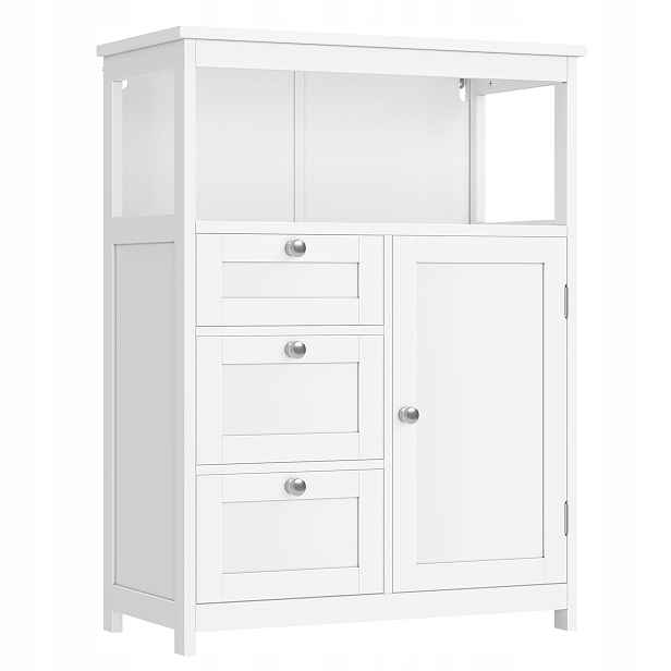 Koupelnová Skříňka Se 3 Zásuvkami 60x80x30 CM Bílá Stojící Do Koupelny Mat