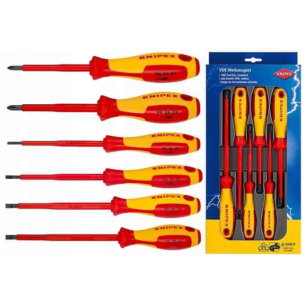 Sada 6 izolovaných elektrických šroubováků Knipex Vde Ph+sl 1000 V Najder