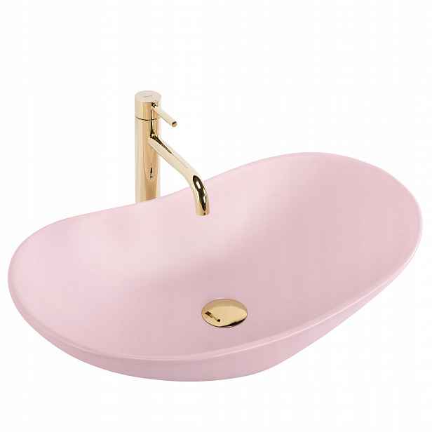 Umyvadlo Na Desku Růžové Rea Royal Powder Pink Matt Oválné Matné 61,5 cm