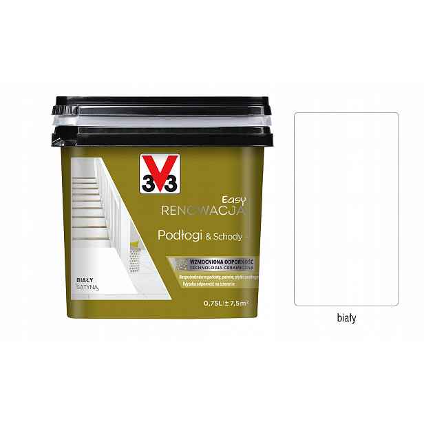 V33 Barva pro dlaždice a schody 0,75L Bílý satén