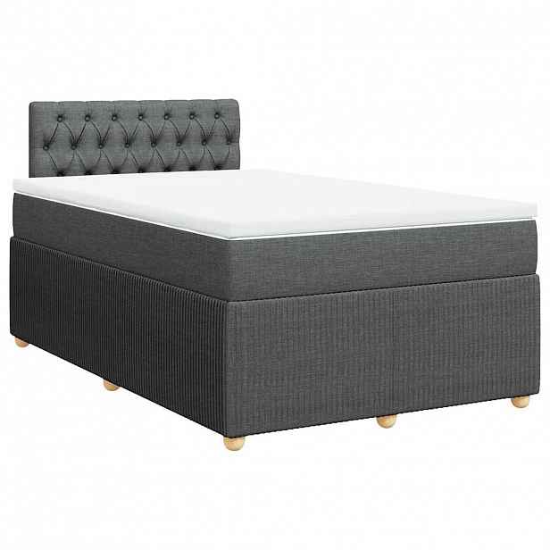 vidaXL Box spring postel s matrací tmavě šedá 120x190 cm textil