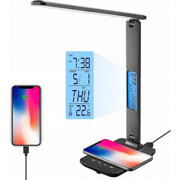 Skládací stolní Led lampa Usb s LCD displejem TX26C, černá