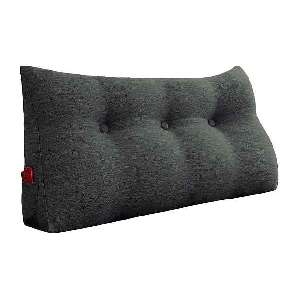 Vercart ZÁDOVÝ POLŠTÁŘ na postel vzhled lnu Černý 100 cm