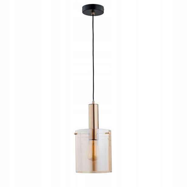 Závěsná bodová lampa černá zlatá skleněná jantarová stínidlo nad stůl Alfa