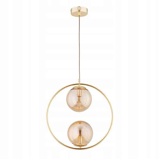 Závěsná lampa glamour zlatá se dvěma kuličkami E14 10W Adino Alfa