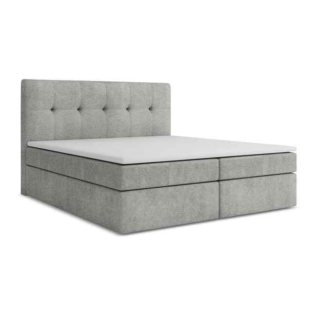 Světle šedá boxspring postel s úložným prostorem 160x200 cm Palta – Makamii