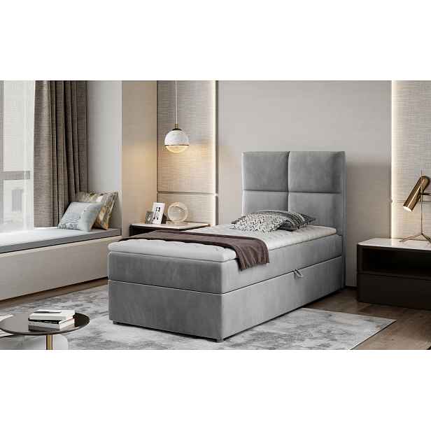 Moderní box spring postel Garda 90x200, šedá