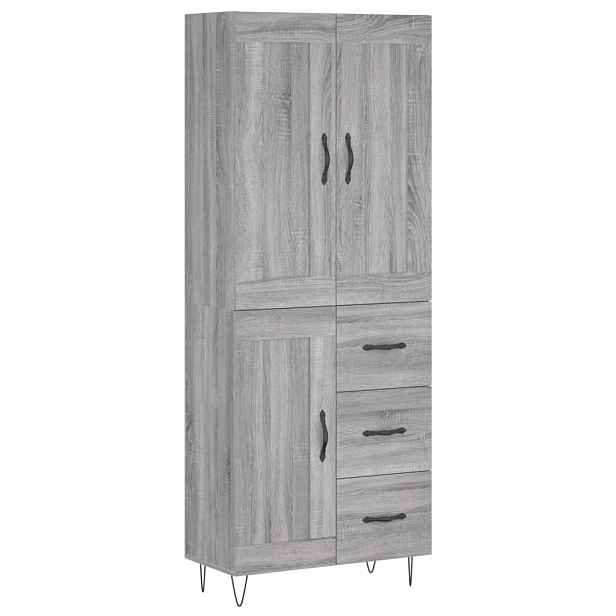 vidaXL Skříň highboard šedá sonoma 69,5 x 34 x 180 cm kompozitní dřevo