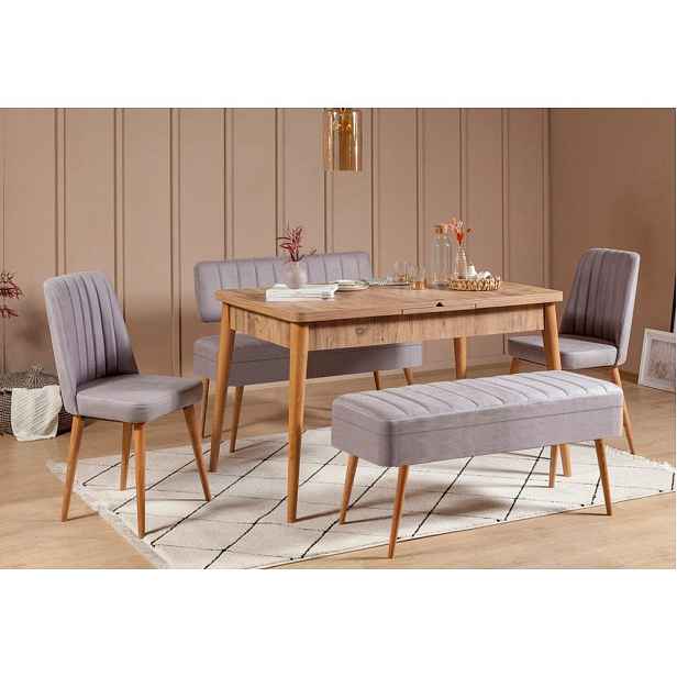 Jídelní set s rozkládacím stolem a židlemi (5 kusů) Vina 0701 - 4 - Atlantic, Grey