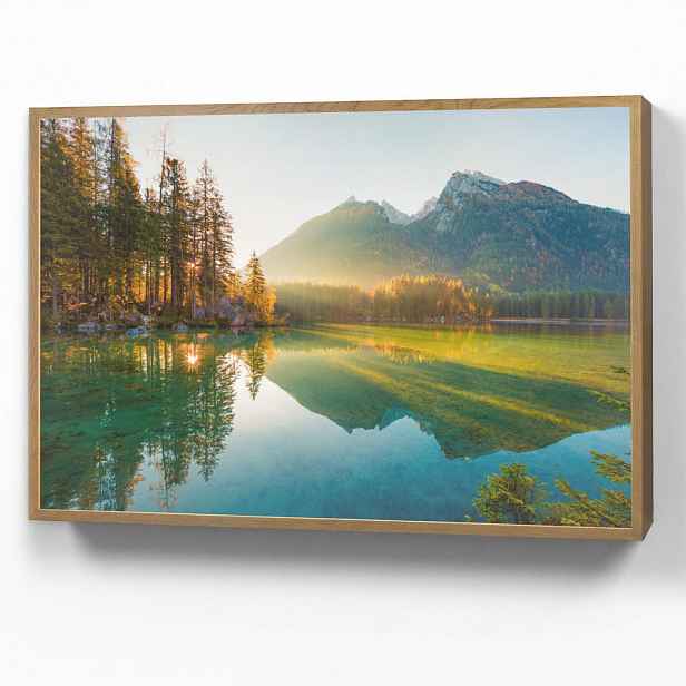 OnlyWow NÁSTĚNNÁ LAMPA S AKUMULÁTOREM Jezero - Les - Hory - Příroda - Slunce - Krajina 90x60 cm