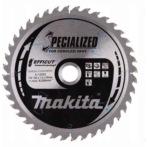 Makita E-12223 Kotouč na dřevo 165x1,5x20 mm 40 zubů