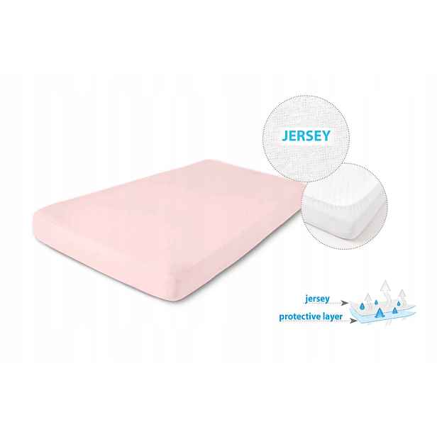 Prostěradlo s gumou 140x200x20 jersey světle růžové nepromokavé