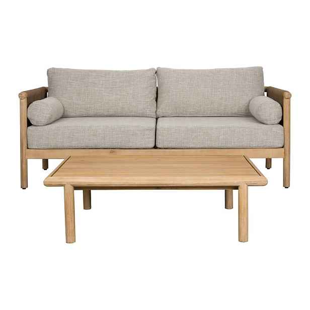 Šedobéžový čalouněný zahradní lounge set pro 3 osoby Oasis – Dutchbone