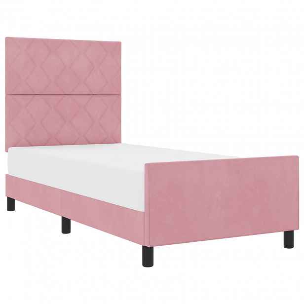 vidaXL Postel s boxspringem s čelo Růžová 100 x 200 cm samet