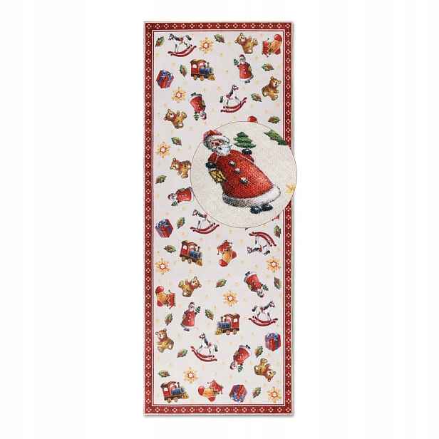Koberec koberec běhoun vánoční, pod vánoční stromeček 80x200 cm, protiskluzový, plochý tkaný