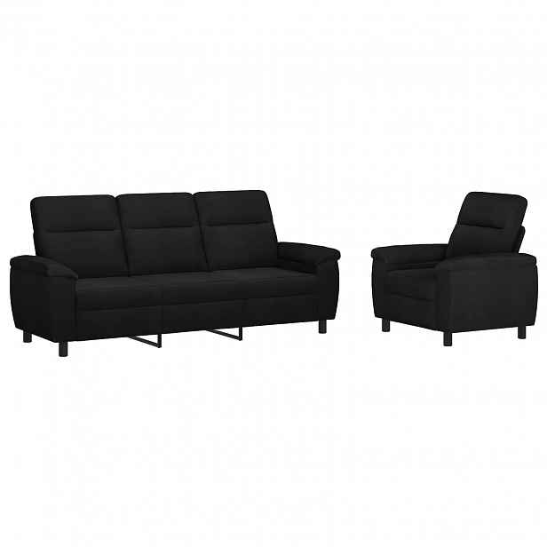 vidaXL Set pohovek 2 pcs Černá Textil