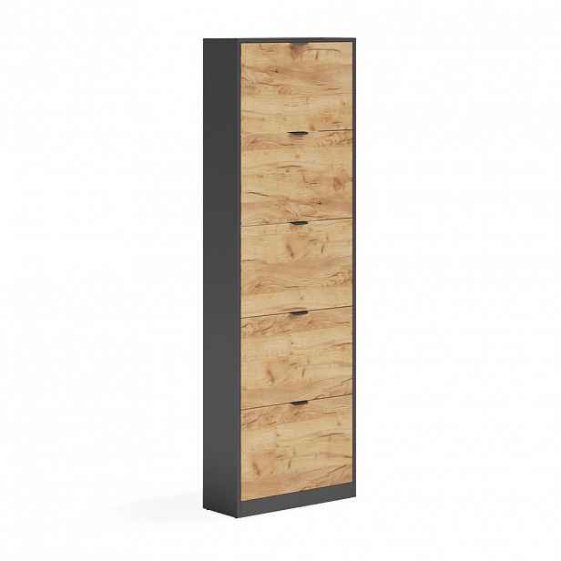 Vicco BOTNÍK NA BOTY Gizmo, Zlatý mocný dub/Antracit, 59 x 181.1 cm s 5 přihrádkami