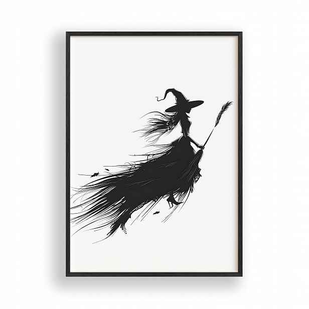 Halloweenský Plakát A3, černý dřevěný Rámeček , 30x42 cm
