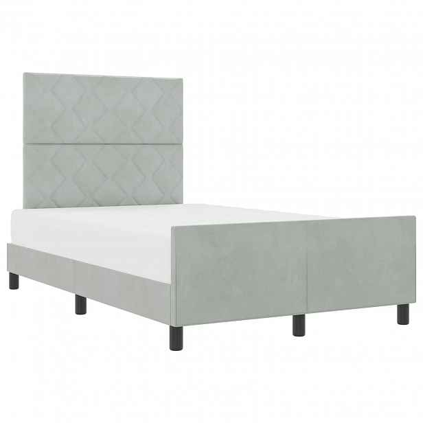 vidaXL Postel s boxspringem s čelo Světle šedá 120 x 190 cm samet