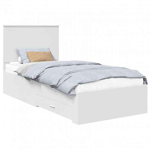 vidaXL Rám postele se zásuvkou Bílá 90 x 190 cm Kompozitní dřevo