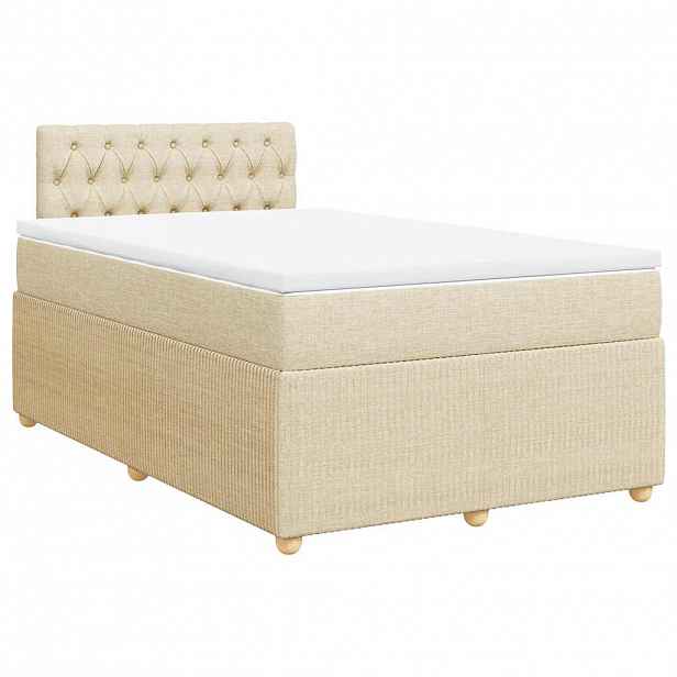 vidaXL Box spring postel s matrací krémová 120x190 cm textil