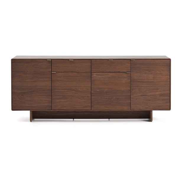 Tmavě hnědá komoda v dekoru ořechu 194,5x78x45 cm Norlen – Kave Home