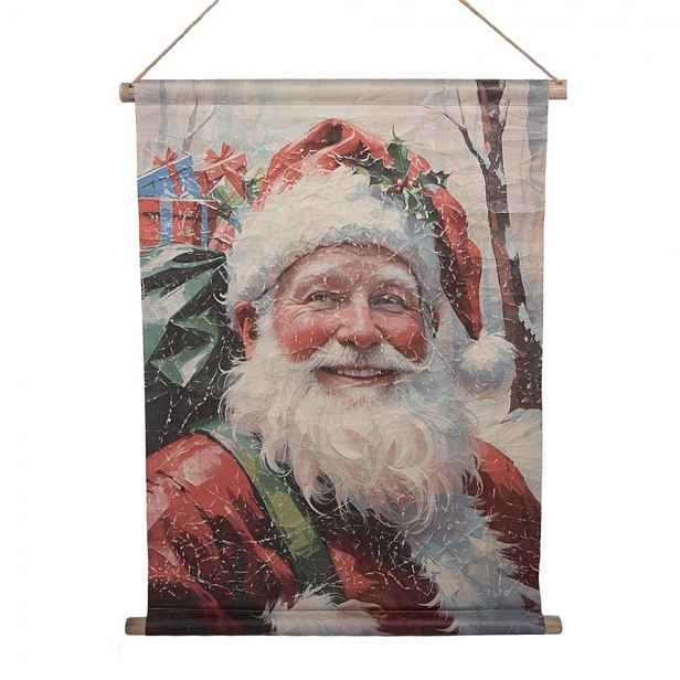 Vánoční vintage nástěnná mapa se Santou - 55*3*75 cm Clayre & Eef