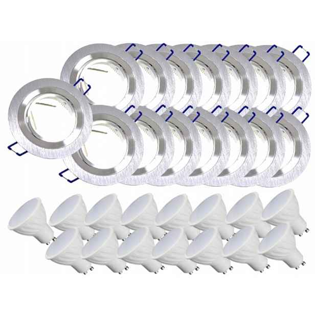 15x Hliníková Lampa Objímka Inox Ocel Kartáčovaná Led Žárovky 7W