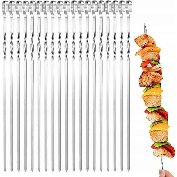 60 cm Špikulce Grilovací Jehly Na Špízy Masa Na Grilování 18 Ks Nerezové