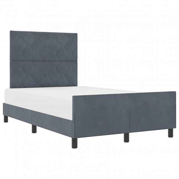 vidaXL Postel s boxspringem s čelo Tmavě šedá 120 x 190 cm samet