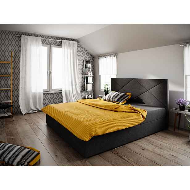 Manželská postel 160x200 s úložným prostorem STIG 4 - antracit