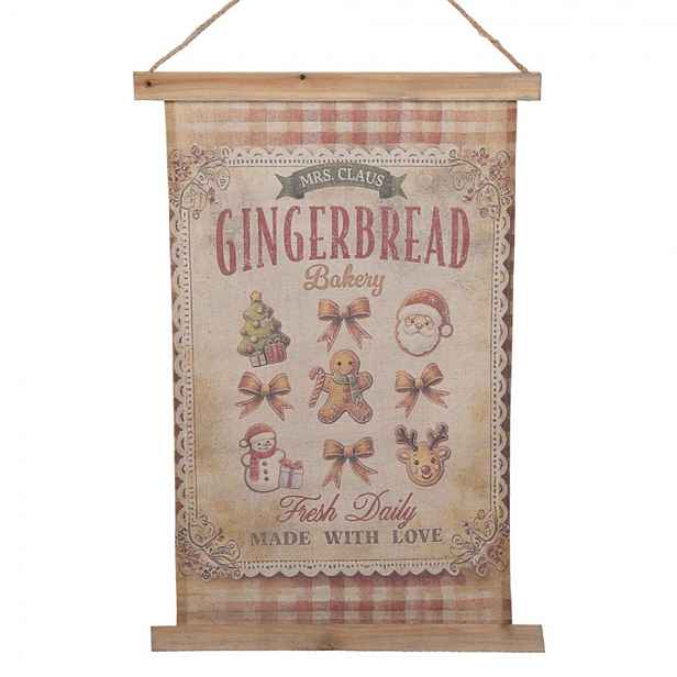 Vánoční vintage nástěnná mapa s perníčky Gingerbread Bakery - 55*3*75 cm Clayre & Eef