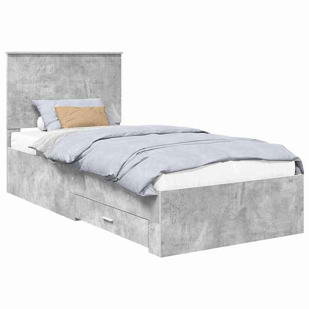 vidaXL Rám postele s čelo Betonově šedá 90 x 190 cm Kompozitní dřevo
