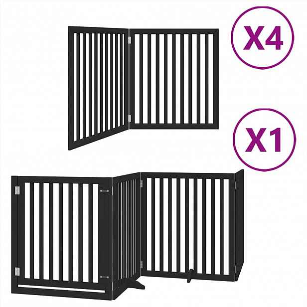 vidaXL Zábrana pro psy s dvířky skládací 12 panelů černá 960 cm topol
